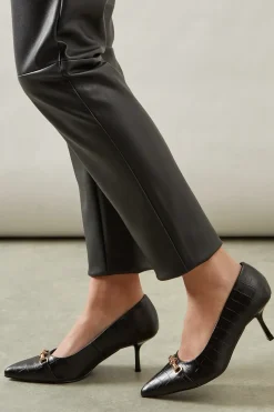 Wide Fit Esme Snaffle Detail Mid Heel Court Shoes