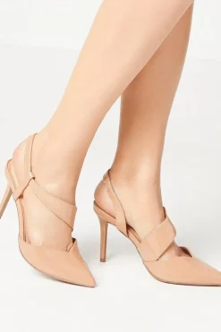 Wide Fit Evie Asymmetric Strap Detail Pointed Court Shoes