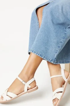 Wide Fit Fara Weave Detail Flat Sandals