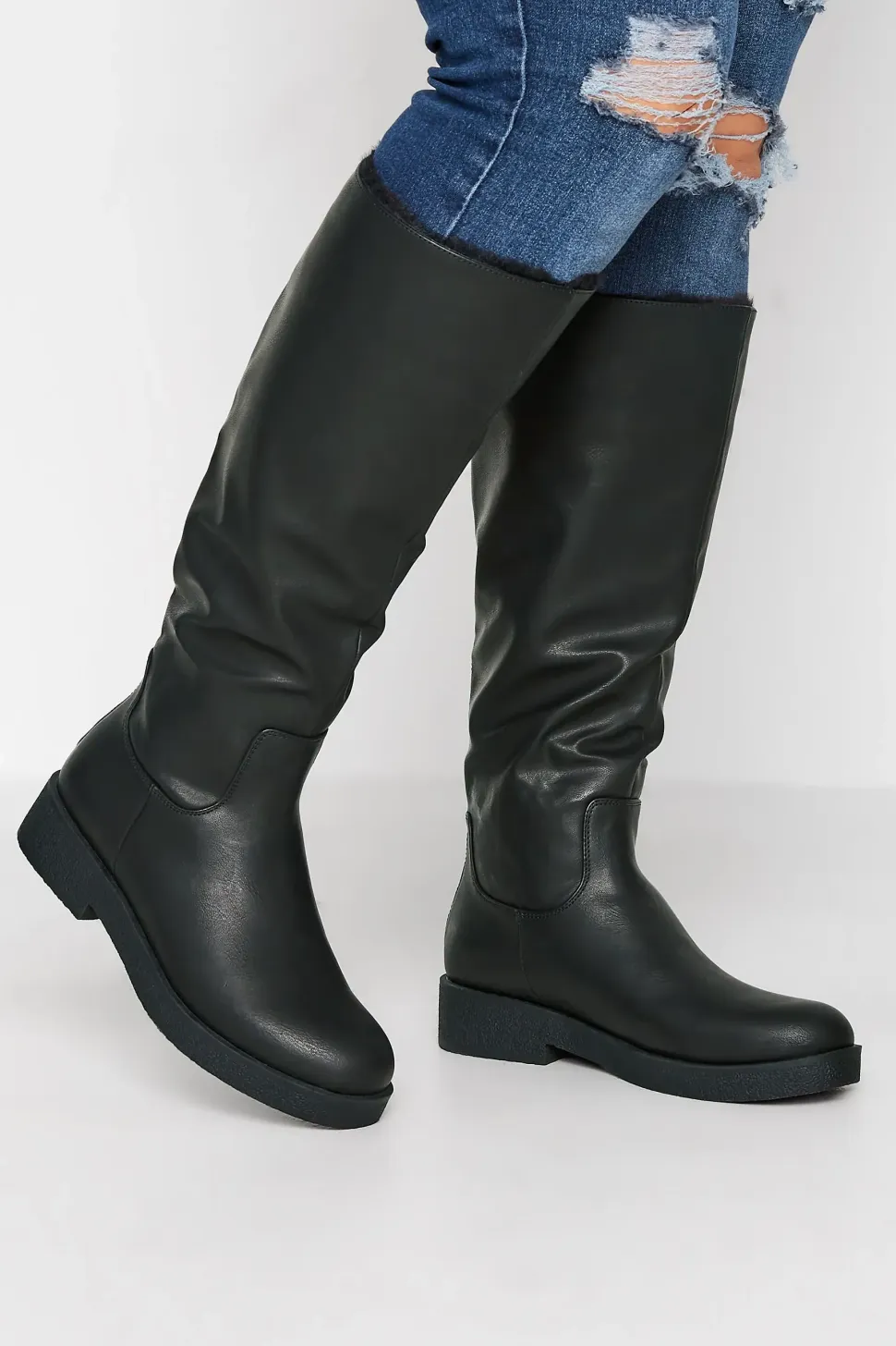 Wide Fit Faux Fur Lined Knee High Boots