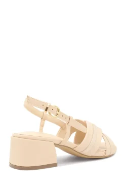 Wide Fit Faux Leather 'Nancy' Sling Back Low Block Heel Sandals