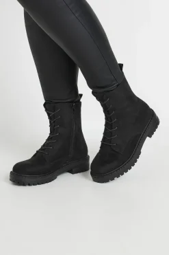 Wide Fit Faux Suede Lace Up Boots