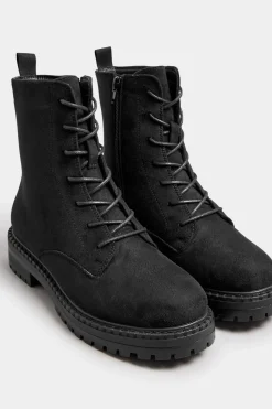 Wide Fit Faux Suede Lace Up Boots