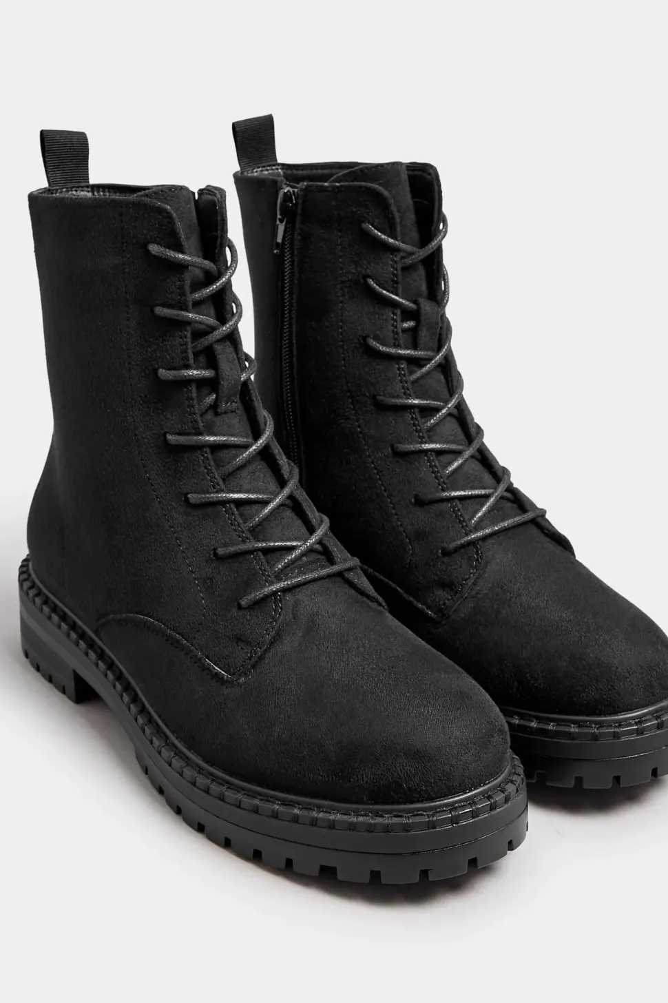 Wide Fit Faux Suede Lace Up Boots