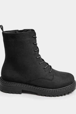 Wide Fit Faux Suede Lace Up Boots
