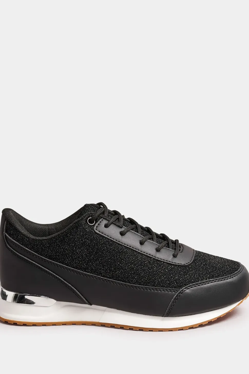 Wide Fit Glitter Metallic Trim Trainers