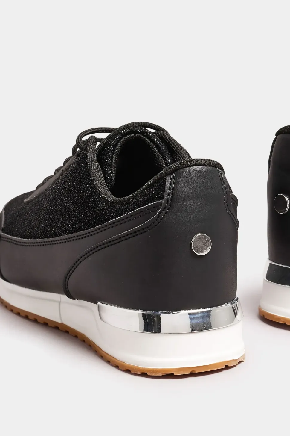Wide Fit Glitter Metallic Trim Trainers