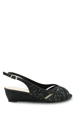 Wide Fit Glitter 'Jocelyn' Sling back Wedge Sandal