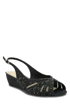 Wide Fit Glitter 'Jocelyn' Sling back Wedge Sandal