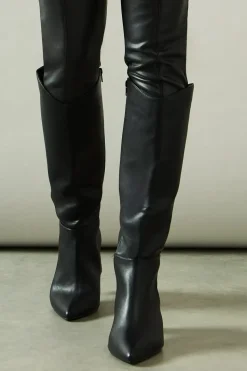 Wide Fit Halo Pointed High Block Heel Knee Boots
