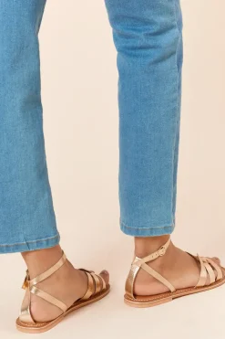 Wide Fit Jaleesa Leather Woven Flat Sandals