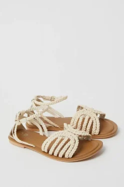 Wide Fit Jillian Plaited Leather Sandals