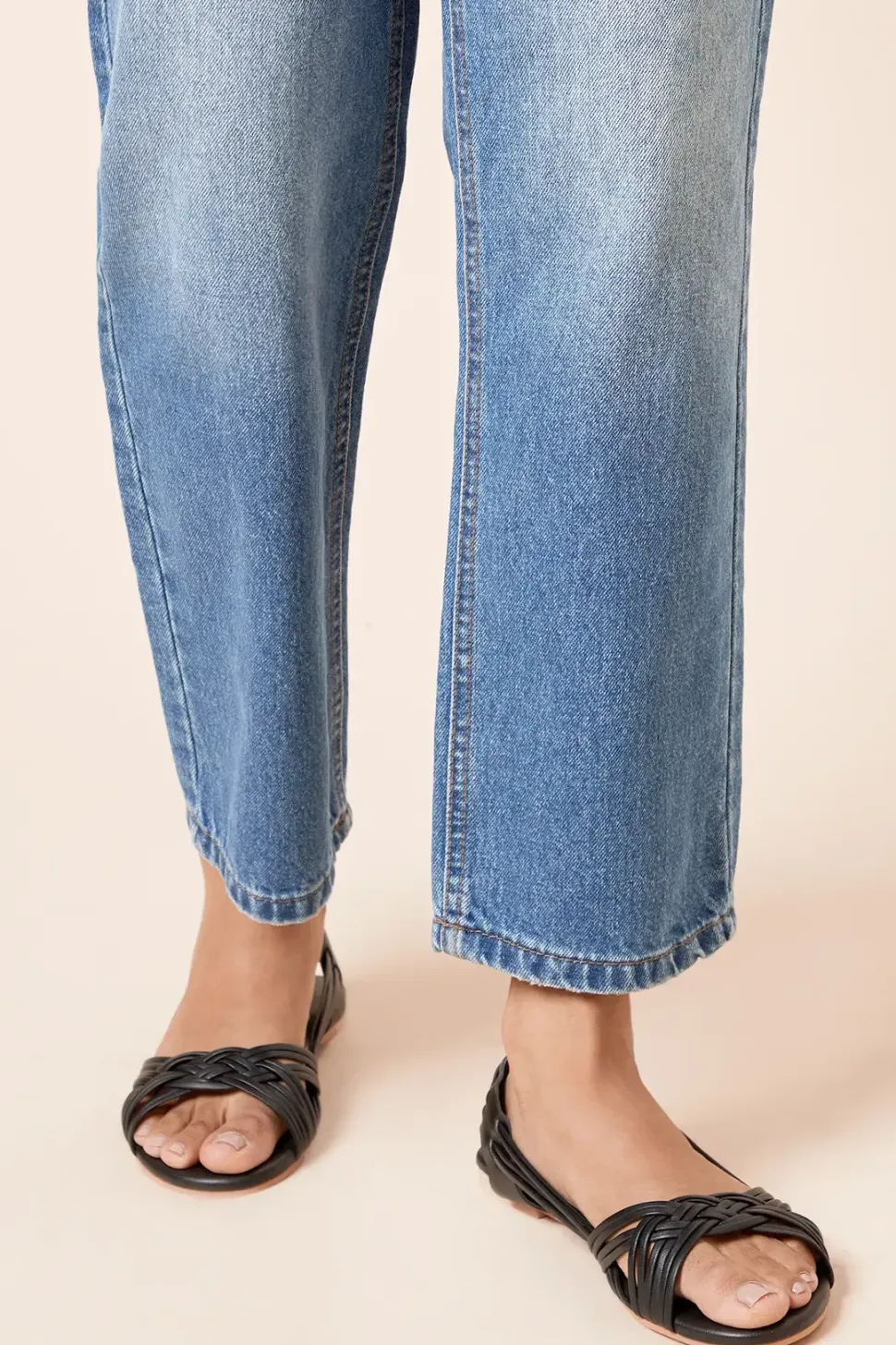 Wide Fit Jocelyn Leather Plaited Flat Sandals