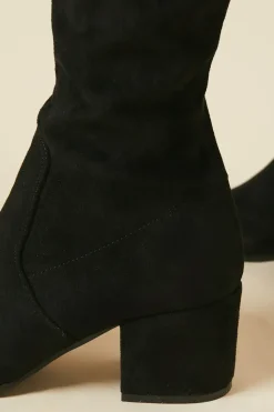 Wide Fit Kara Drawstring Block Heel Knee High Boots