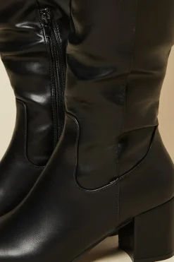 Wide Fit Keeley Round Toe Medium Block Heel Knee High Boots