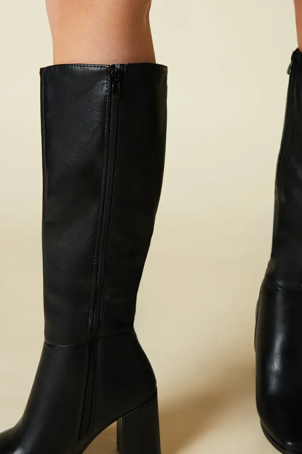 Wide Fit Kristen Square Toe Clean Knee High Boots