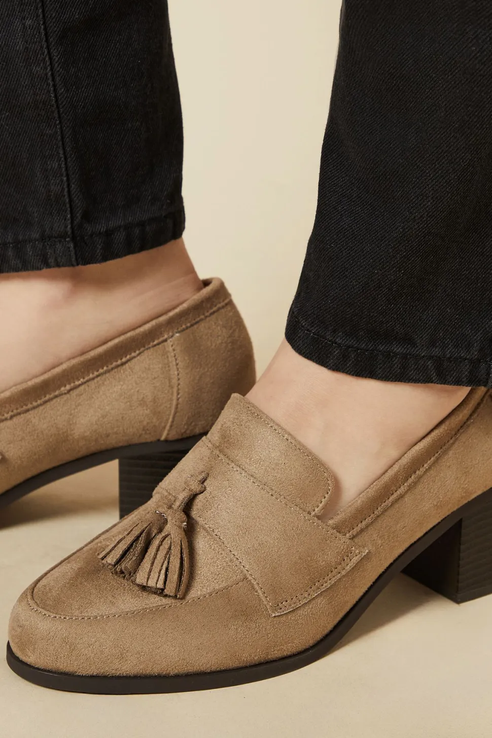 Wide Fit Lena Heeled Tassel Loafers