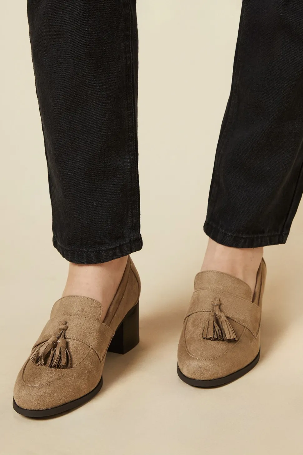 Wide Fit Lena Heeled Tassel Loafers