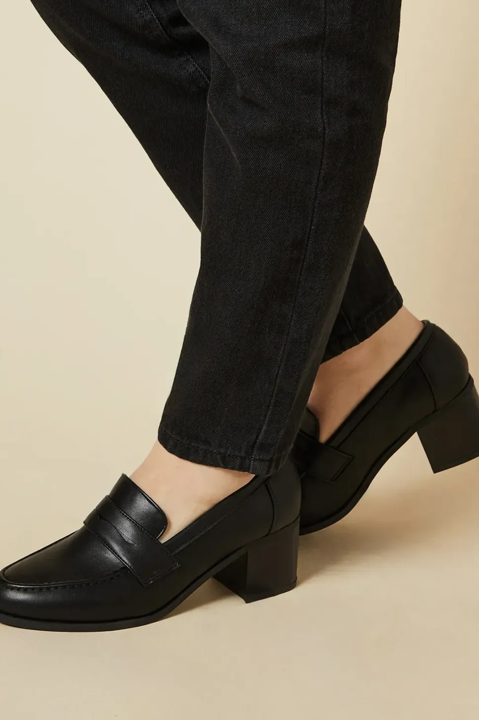 Wide Fit Lora Heeled Penny Loafers