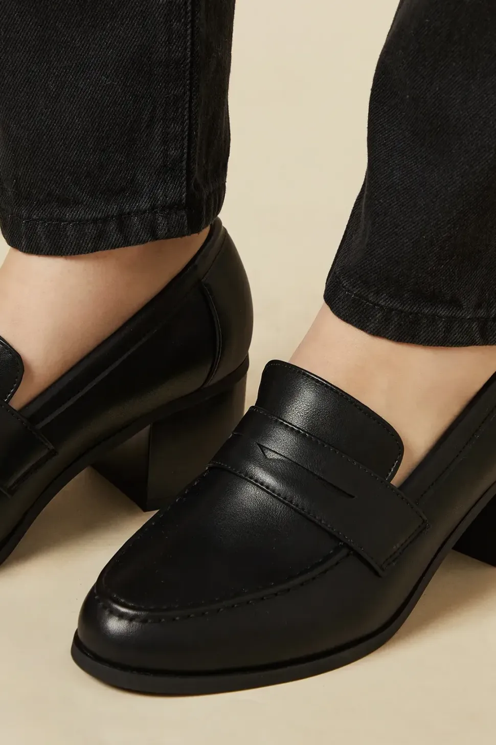 Wide Fit Lora Heeled Penny Loafers