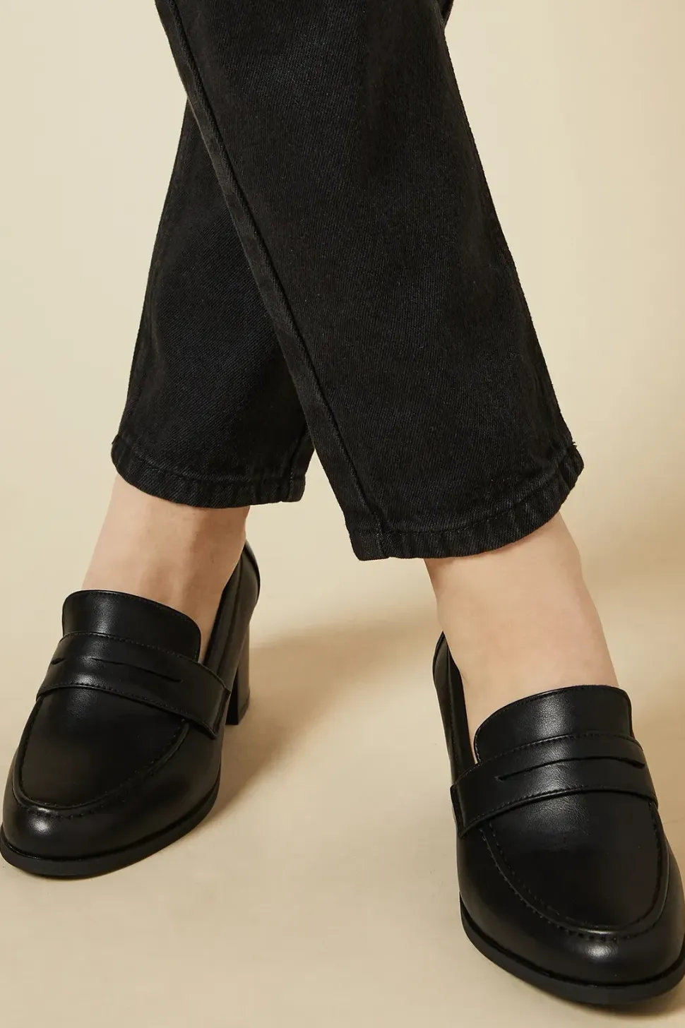 Wide Fit Lora Heeled Penny Loafers