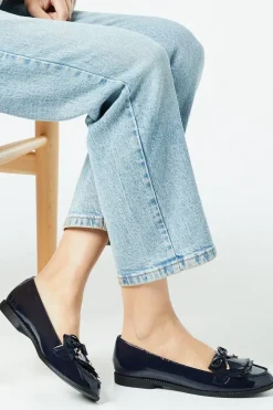 Wide Fit Loren Comfort Fringe Detail Bow Loafers