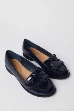 Wide Fit Loren Comfort Fringe Detail Bow Loafers