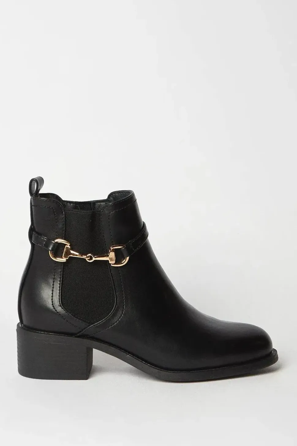 Wide Fit Orelia Faux Leather Snaffle Detail Chelsea Ankle Boot