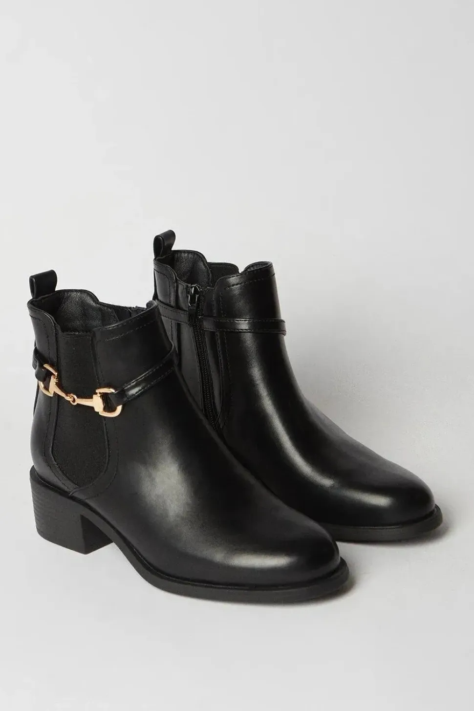 Wide Fit Orelia Faux Leather Snaffle Detail Chelsea Ankle Boot