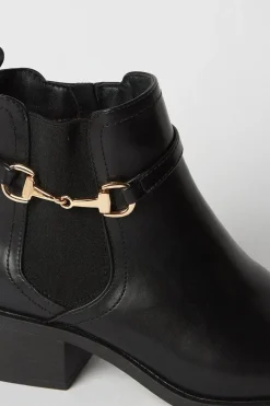 Wide Fit Orelia Faux Leather Snaffle Detail Chelsea Ankle Boot