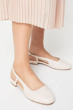 Wide Fit Penelope Slingback Toe Cap Detail Flat Pumps