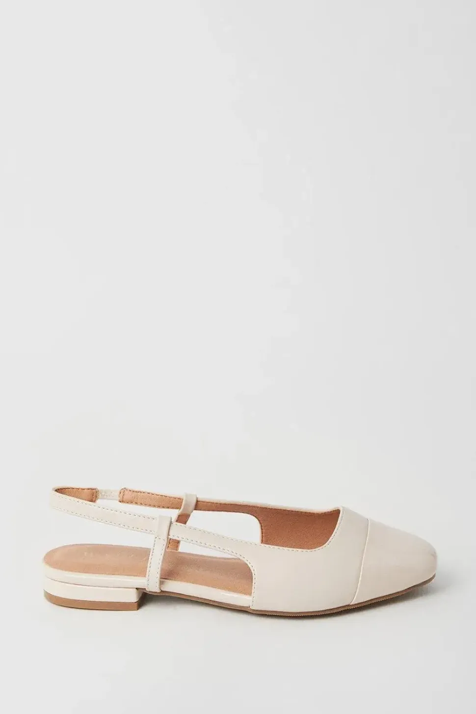 Wide Fit Penelope Slingback Toe Cap Detail Flat Pumps