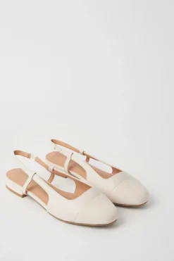 Wide Fit Penelope Slingback Toe Cap Detail Flat Pumps