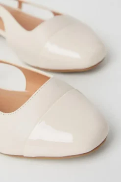Wide Fit Penelope Slingback Toe Cap Detail Flat Pumps
