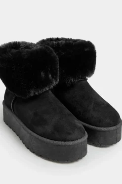 Wide Fit Platform Faux Fur Collared Boot
