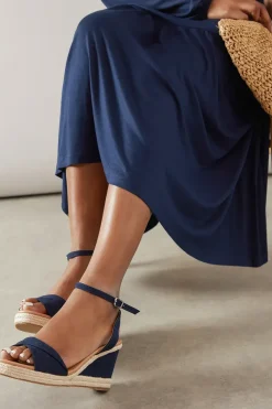 Wide Fit Richie Soft Twist Rope Detail Wedge Sandals