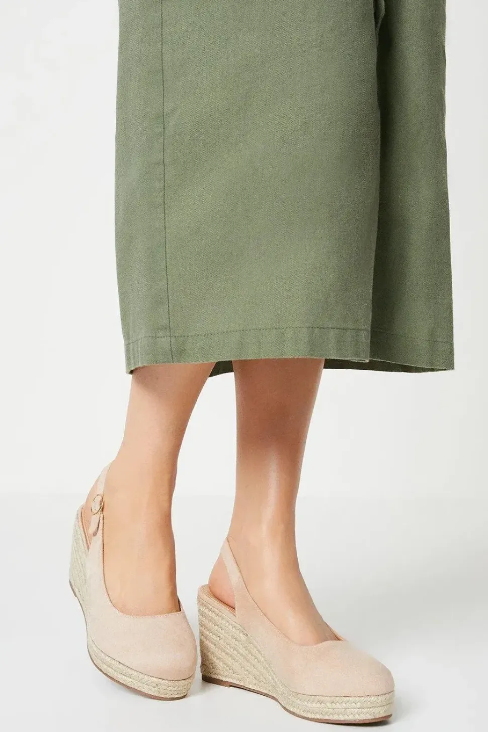 Wide Fit Riya Closed Toe Slingback Espadrille Wedge Sandals