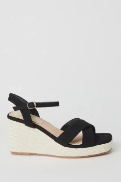 Wide Fit Rose Cross Strap Wedges