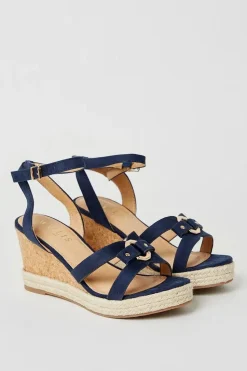 Wide Fit Ruby Trim Detail Espadrille Cork Wedges