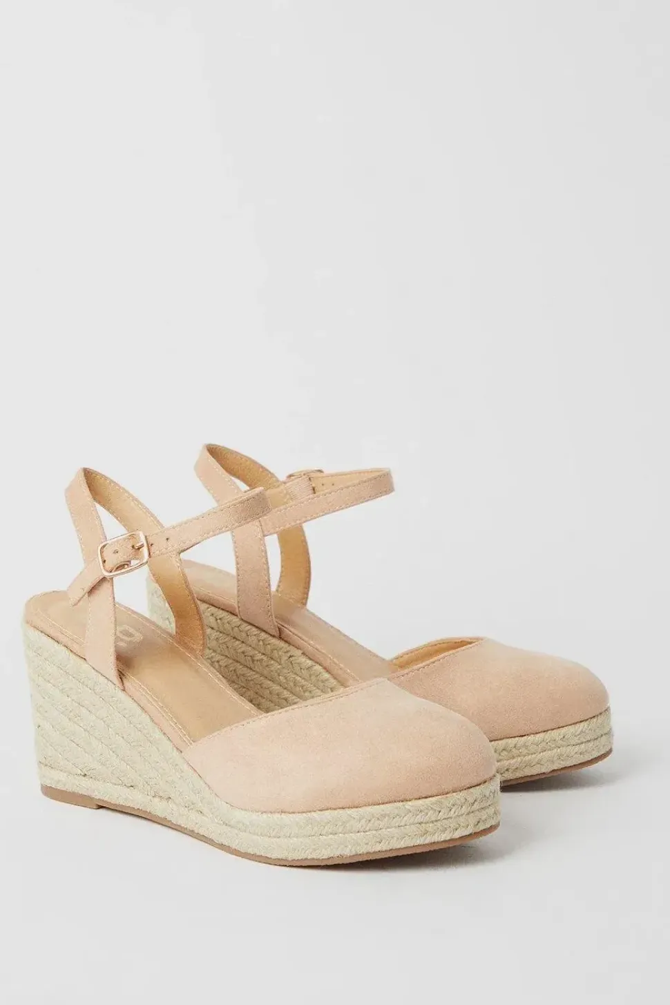 Wide Fit Rumor Faux Suede Closed Toe Espadrille Wedge Sandals