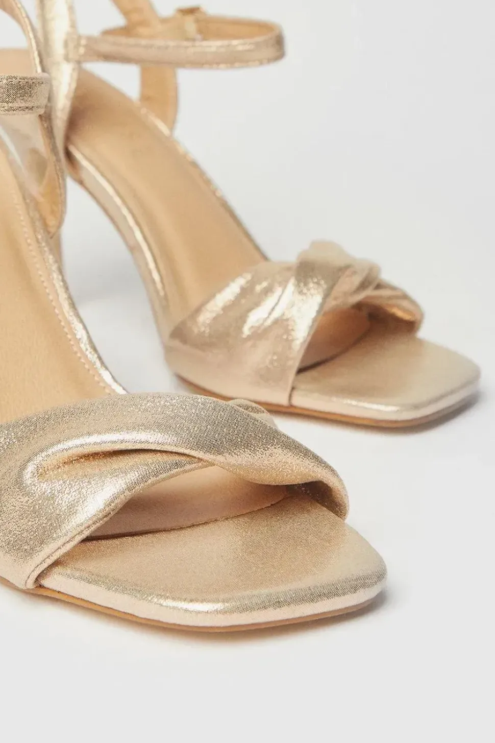 Wide Fit Sally Soft Twist Front High Stiletto Heeled Sandals