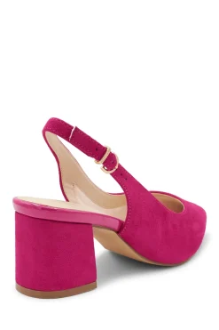 Wide Fit Shimmer 'Flynn' Mid Block Heel Sling Back Court Shoe