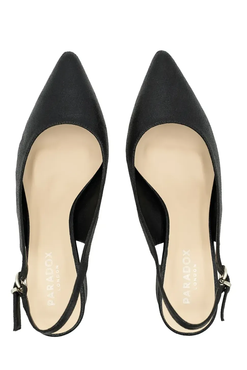 Wide Fit Shimmer 'Flynn' Mid Block Heel Sling Back Court Shoe