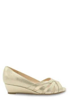 Wide Fit Shimmer 'Judy' Peep Toe Wedge Sandal