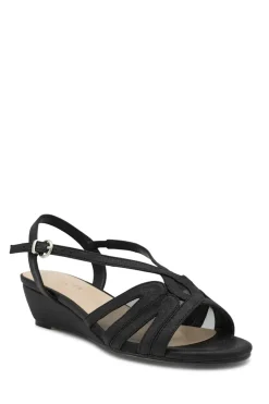 Wide Fit Shimmer 'Julia' Low Wedge Sandals