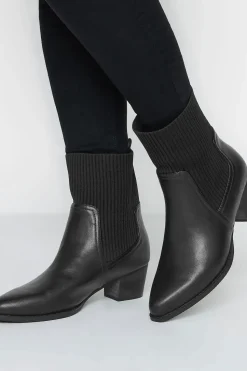 Wide Fit Sock Top Line Western Heeled Boots
