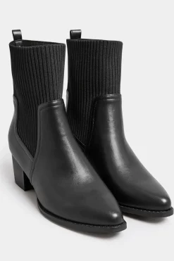 Wide Fit Sock Top Line Western Heeled Boots