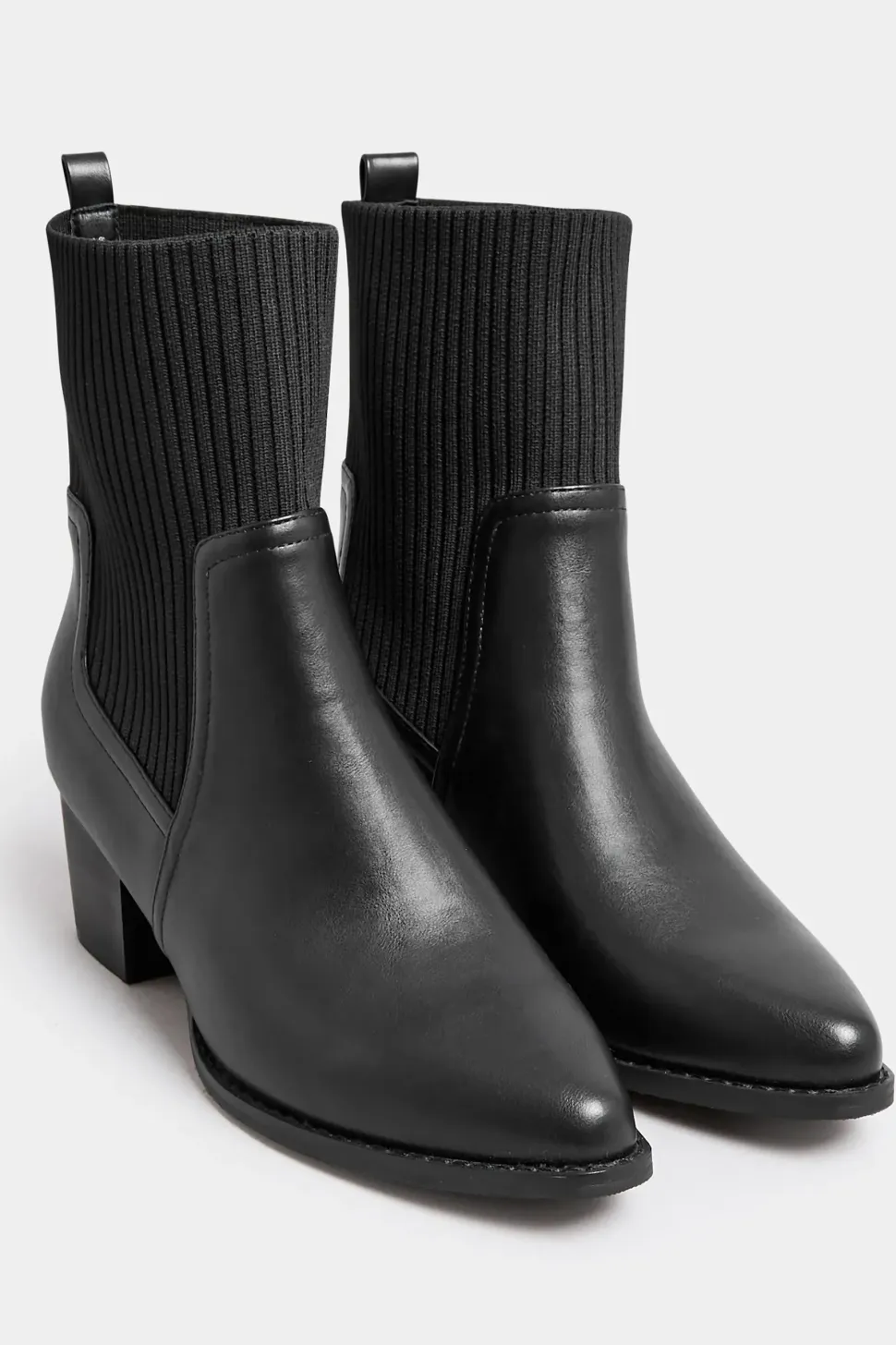 Wide Fit Sock Top Line Western Heeled Boots