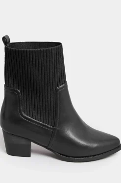 Wide Fit Sock Top Line Western Heeled Boots