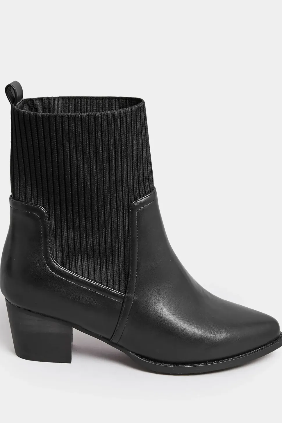 Wide Fit Sock Top Line Western Heeled Boots
